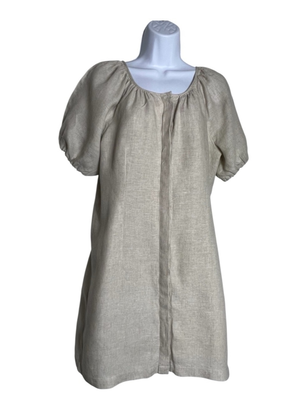 J. Crew Cream Linen Puff Sleeve Tunic